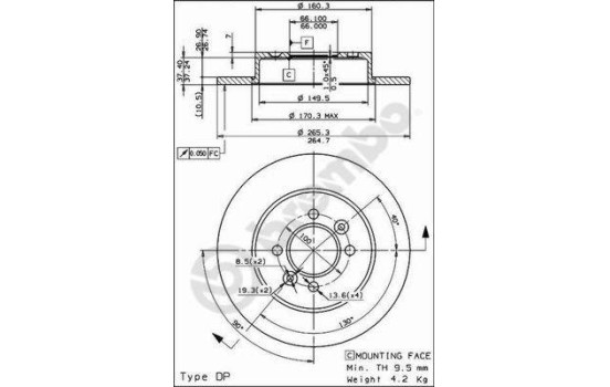 Disque de frein 08.5645.60 Brembo, Image 2