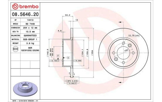 Disque de frein 08.5646.20 Brembo, Image 4