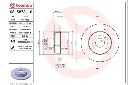 Disque de frein 08.5878.10 Brembo, Image 4