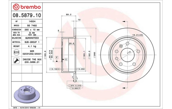 Disque de frein 08.5879.10 Brembo, Image 4