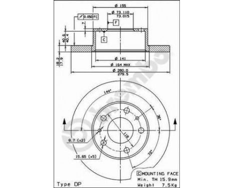 Disque de frein 08.5905.14 Brembo, Image 2