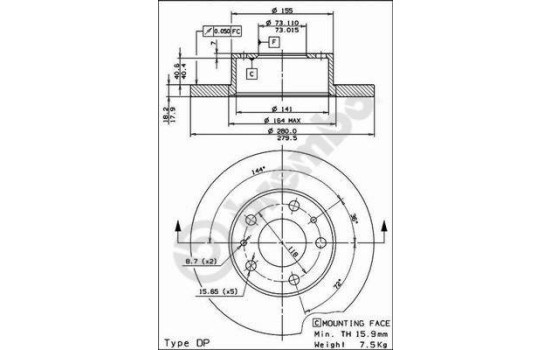 Disque de frein 08.5905.14 Brembo, Image 2