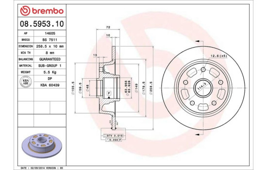 Disque de frein 08.5953.10 Brembo, Image 3