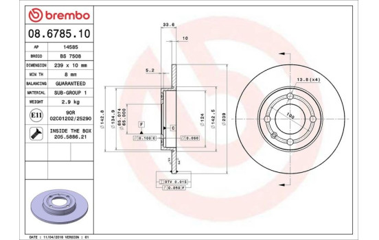 Disque de frein 08.6785.10 Brembo, Image 4