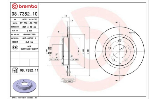 Disque de frein 08.7352.11 Brembo, Image 3