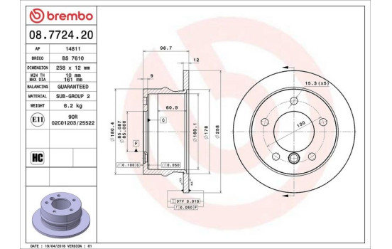 Disque de frein 08.7724.20 Brembo, Image 4