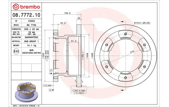 Disque de frein 08.7772.10 Brembo, Image 3