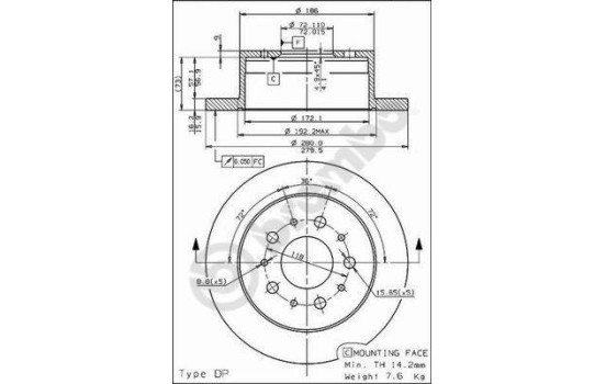 Disque de frein 08.8094.30 Brembo, Image 2