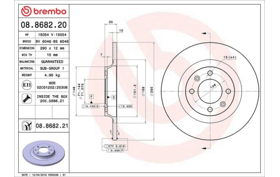 Disque de frein 08.8682.21 Brembo, Image 3