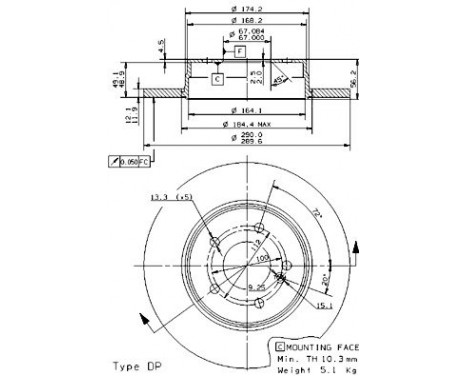 Disque de frein 08.9175.11 Brembo, Image 2