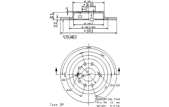 Disque de frein 08.9511.11 Brembo, Image 2