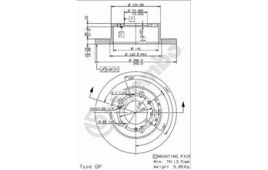 Disque de frein 08.9601.14 Brembo, Image 2