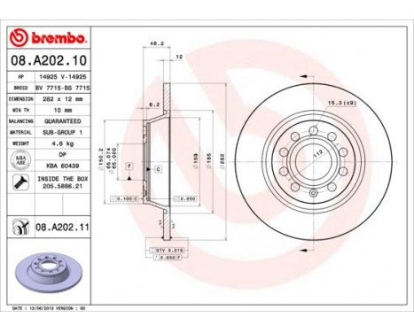 Disque de frein 08.A202.11 Brembo, Image 2