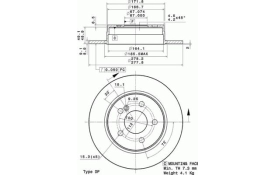 Disque de frein 08.A737.11 Brembo, Image 2