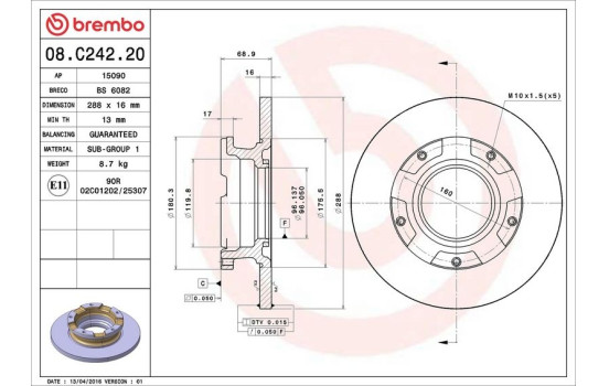 Disque de frein 08.C242.20 Brembo, Image 2