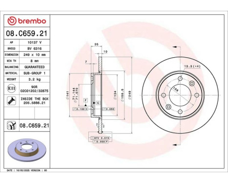 Disque de frein 08.C659.21 Brembo