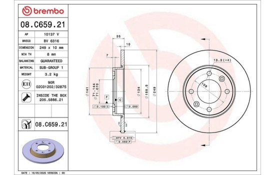 Disque de frein 08.C659.21 Brembo