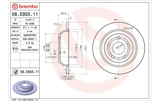 Disque de frein 08.E955.11 Brembo