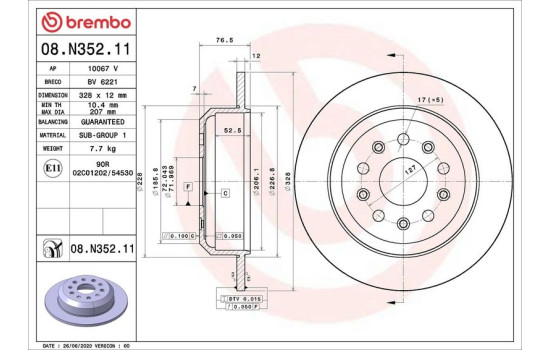 Disque de frein 08.N352.11 Brembo, Image 2