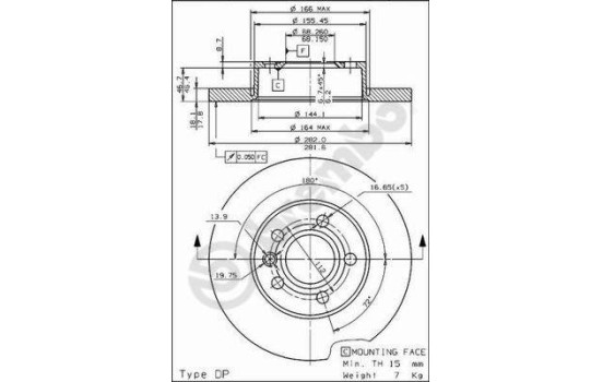 Disque de frein 08713210 Brembo, Image 2