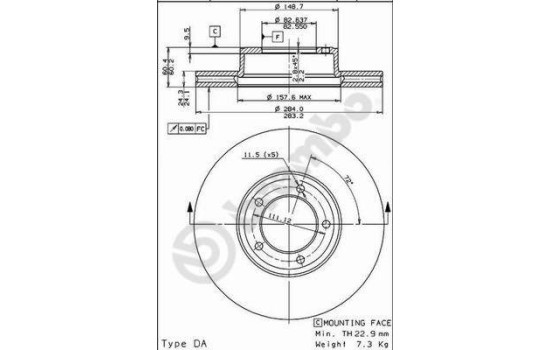 Disque de frein 09.3825.10 Brembo, Image 2