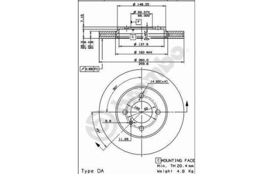 Disque de frein 09.4883.10 Brembo, Image 2