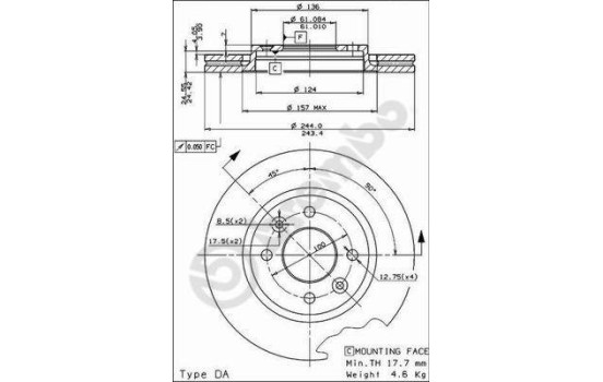 Disque de frein 09.4930.14 Brembo, Image 2