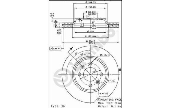 Disque de frein 09.5035.10 Brembo, Image 2