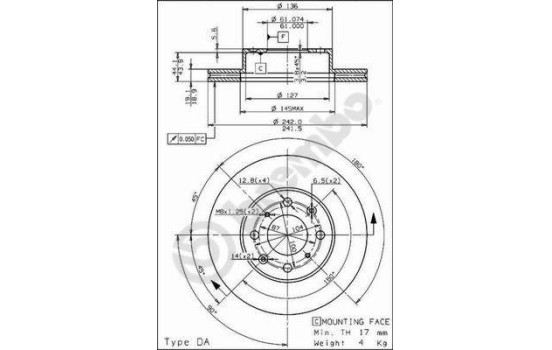 Disque de frein 09.5101.10 Brembo, Image 2