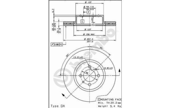 Disque de frein 09.5215.10 Brembo, Image 2
