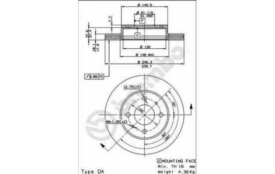 Disque de frein 09.5253.10 Brembo, Image 2