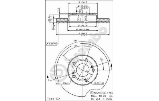 Disque de frein 09.5254.10 Brembo, Image 2