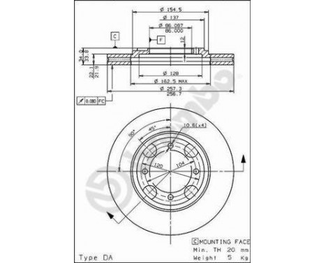 Disque de frein 09.5587.10 Brembo, Image 2