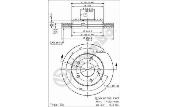 Disque de frein 09.5640.20 Brembo, Image 2