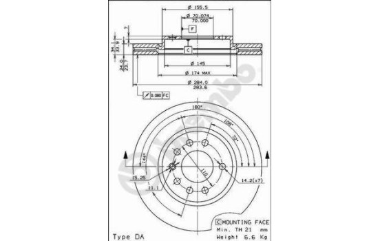 Disque de frein 09.5807.10 Brembo, Image 2
