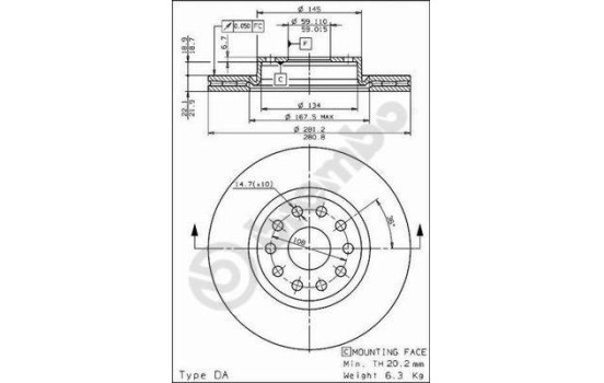 Disque de frein 09.6769.10 Brembo, Image 2