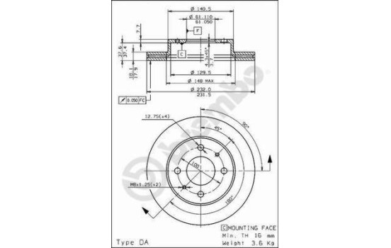 Disque de frein 09.6943.10 Brembo, Image 2