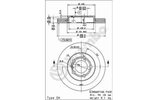Disque de frein 09.7011.14 Brembo, Image 2