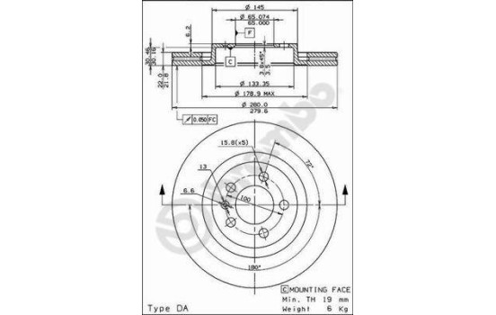 Disque de frein 09.7012.14 Brembo, Image 2