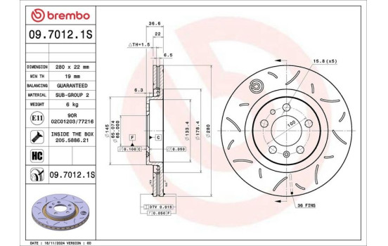 Disque de frein 09.7012.1S Brembo