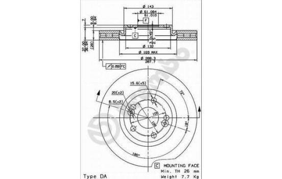 Disque de frein 09.7227.20 Brembo, Image 2