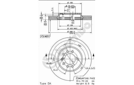 Disque de frein 09.7629.10 Brembo, Image 2