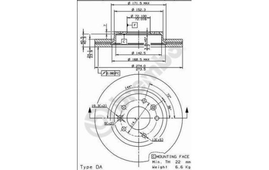 Disque de frein 09.8407.10 Brembo, Image 2