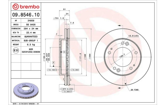 Disque de frein 09.8546.10 Brembo, Image 4