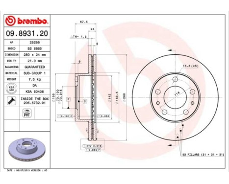 Disque de frein 09.8931.20 Brembo, Image 3