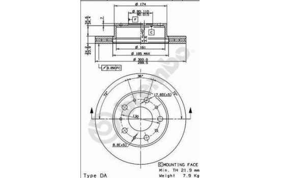 Disque de frein 09.8932.10 Brembo, Image 2