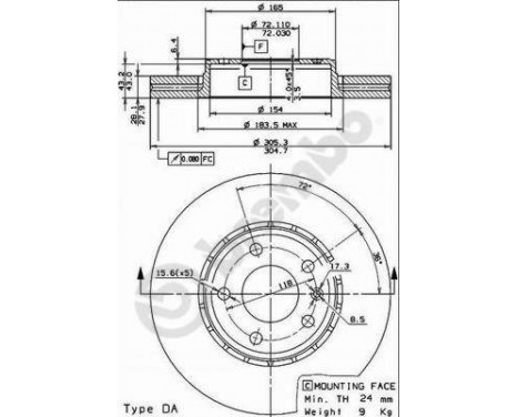 Disque de frein 09.8937.10 Brembo, Image 2