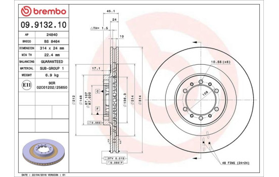 Disque de frein 09.9132.10 Brembo, Image 4