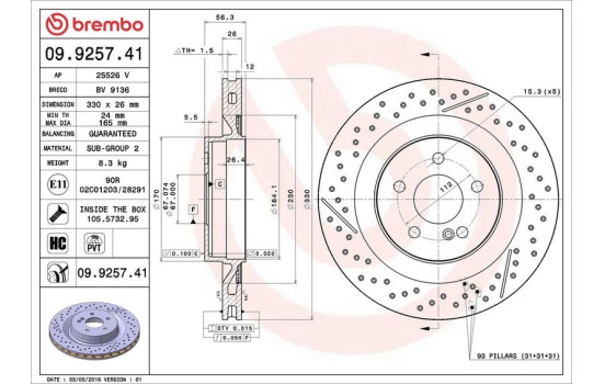 Disque de frein 09.9257.41 Brembo, Image 2
