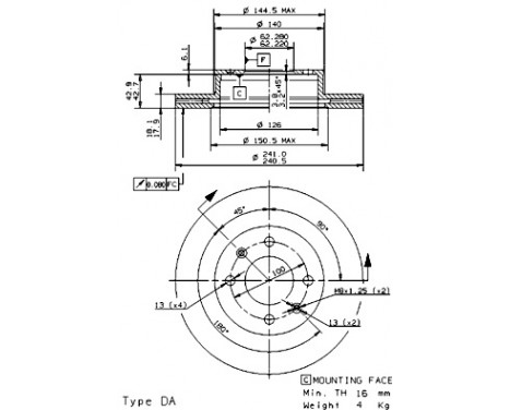 Disque de frein 09.9503.10 Brembo, Image 2